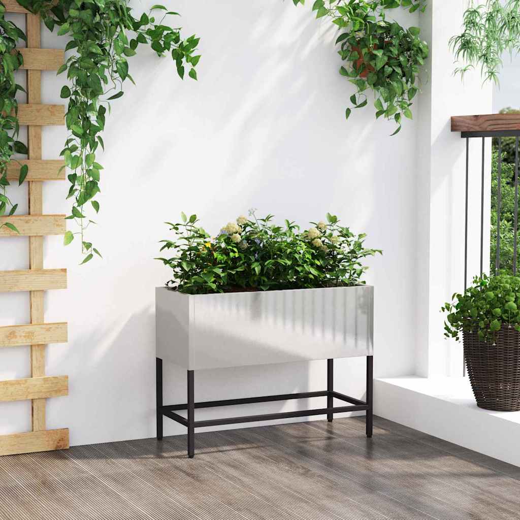 Vaso da Giardino Rialzato Argento 60 x 26 x 45 cm