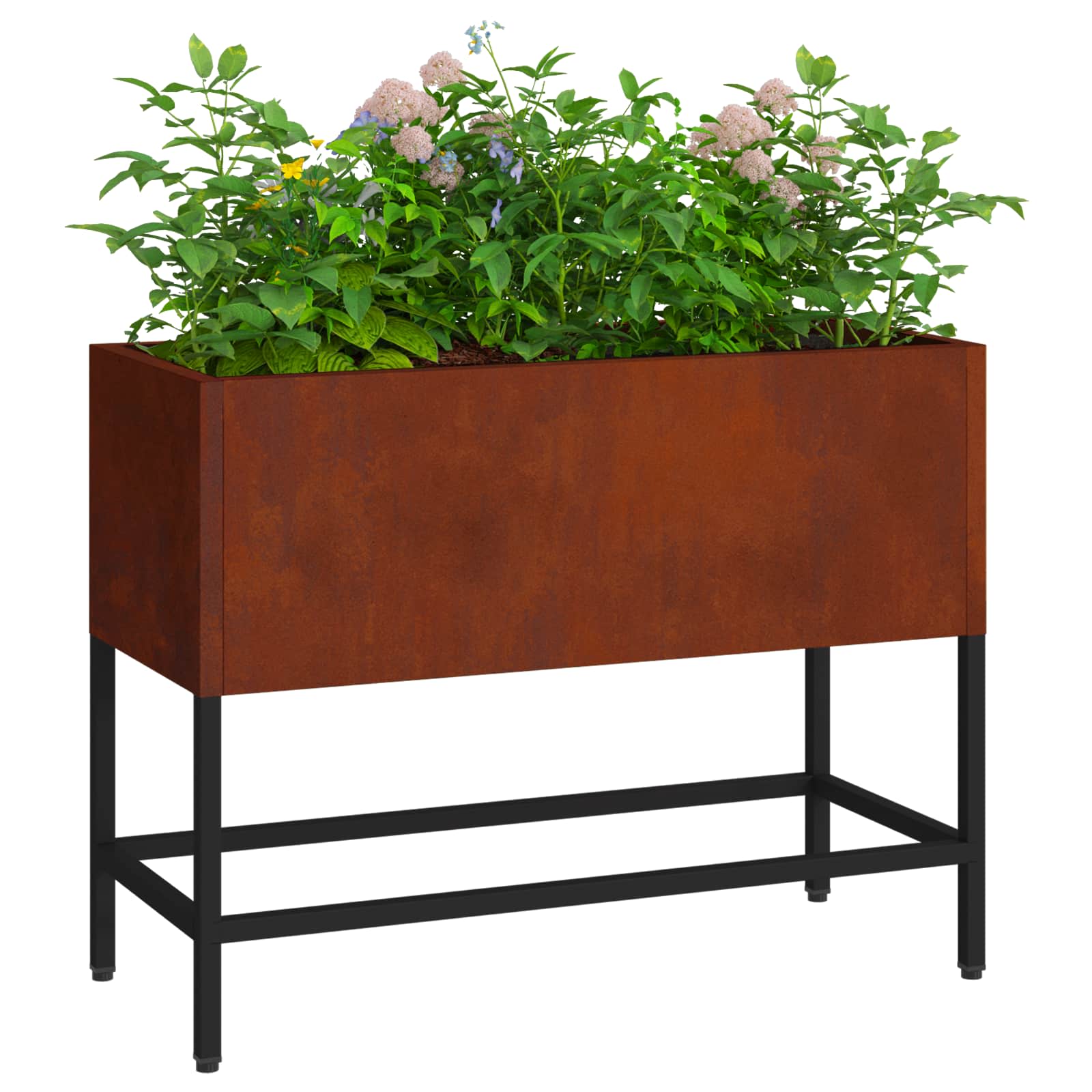 Vaso da Giardino Rialzato Ruggine 60 x 26 x 45 cm