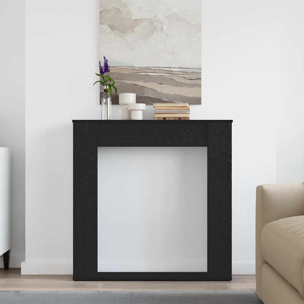 Cornice per Camino Rovere Nero 100x20x100 cm in Truciolato