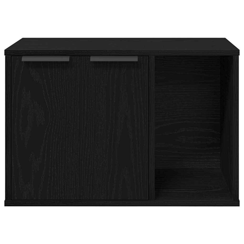 Lettiera per gatti in rovere nero 60x40x40 cm in legno ingegnerizzato