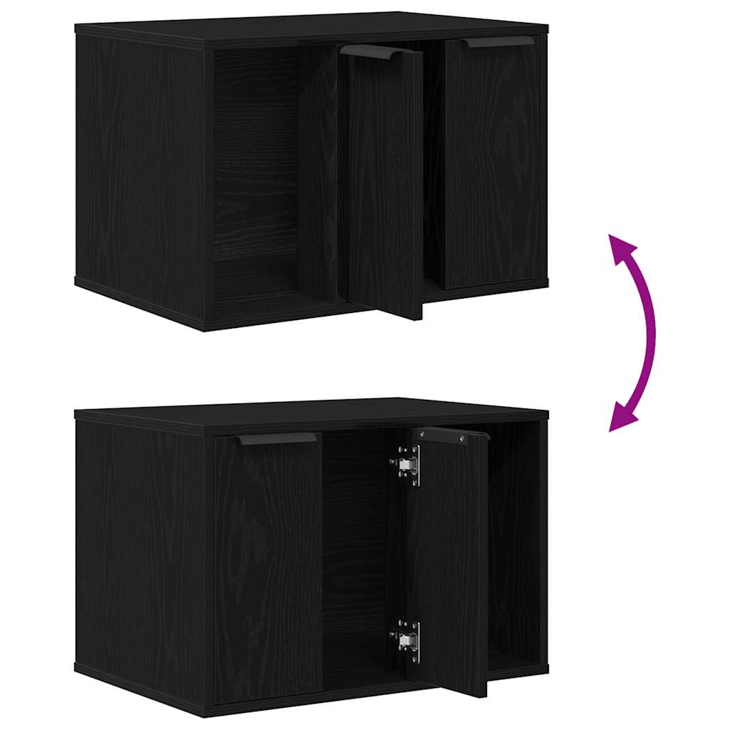 Lettiera per gatti in rovere nero 60x40x40 cm in legno ingegnerizzato