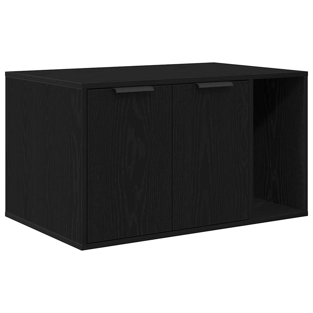 Lettiera per gatti in rovere nero 80x50x45 cm in legno ingegnerizzato