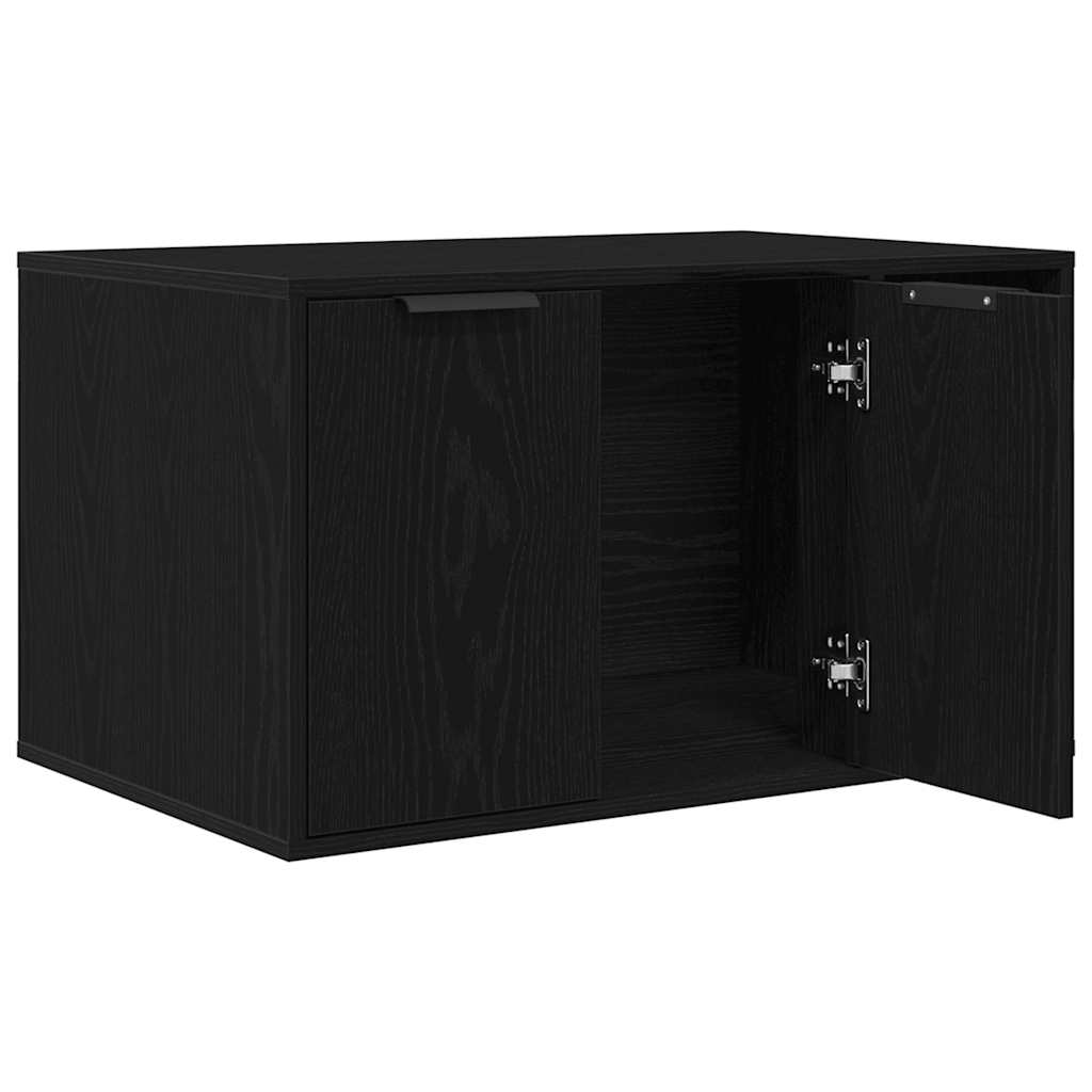 Lettiera per gatti in rovere nero 80x50x45 cm in legno ingegnerizzato