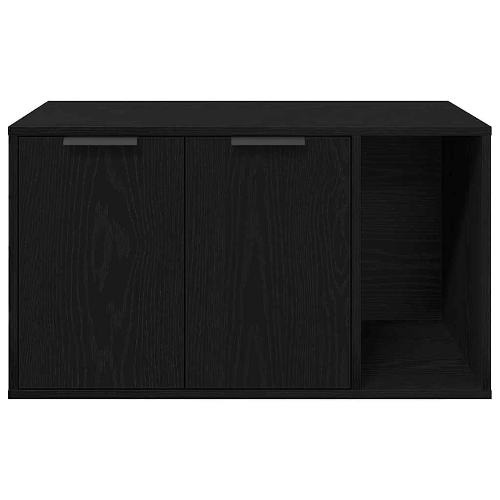 Lettiera per gatti in rovere nero 80x50x45 cm in legno ingegnerizzato