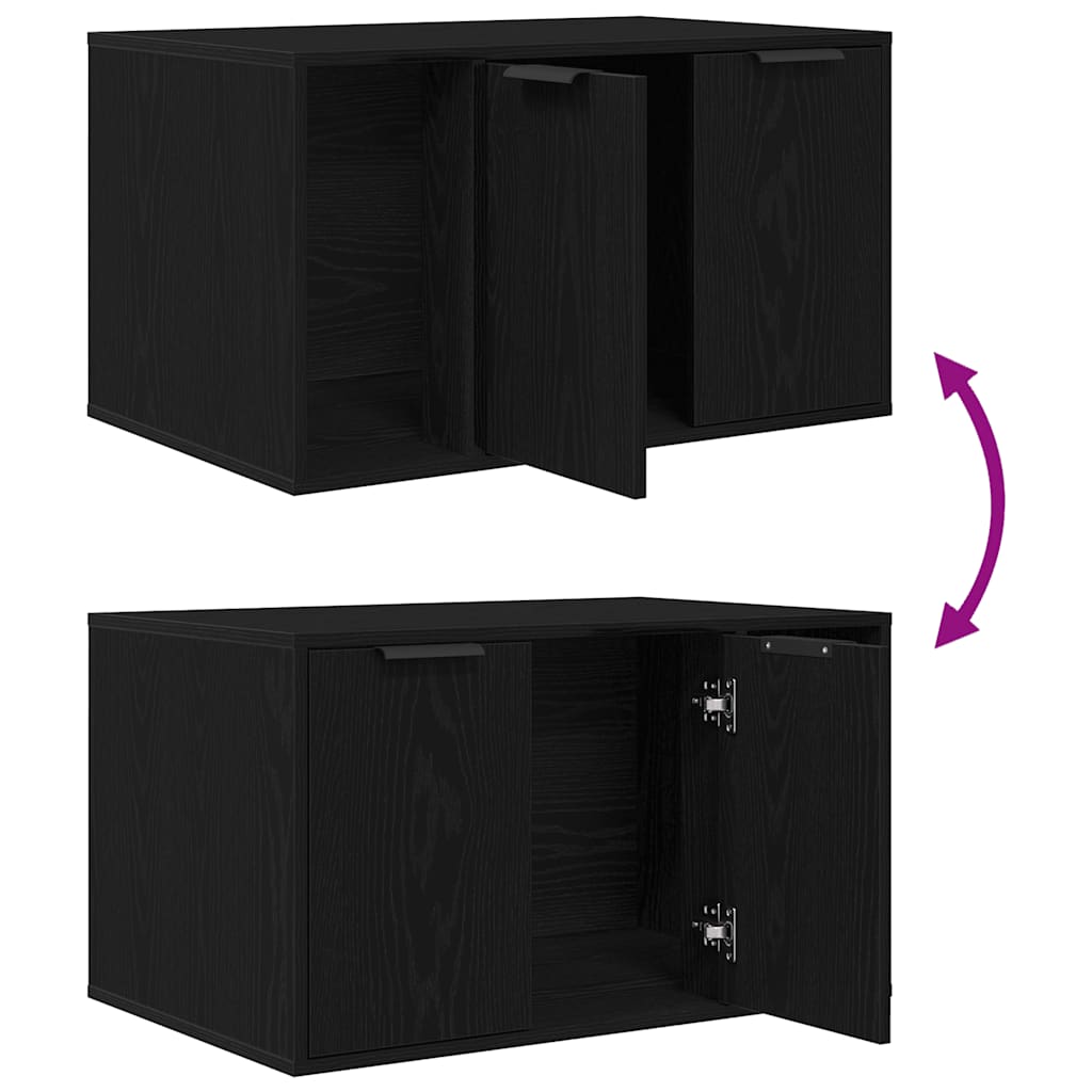 Lettiera per gatti in rovere nero 80x50x45 cm in legno ingegnerizzato