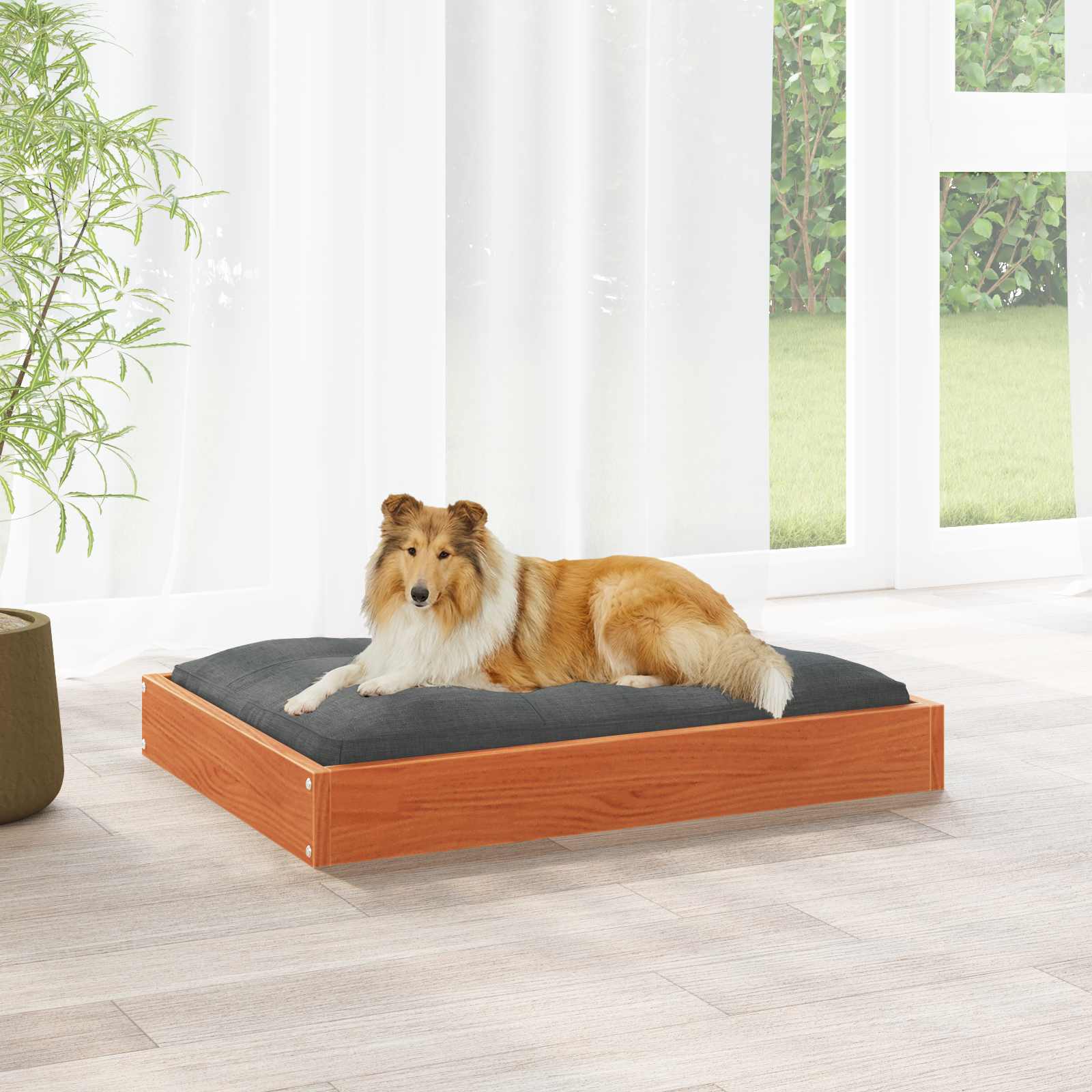 Letto per Cani 101,5 x 74 x 9 cm Legno di Pino Massello