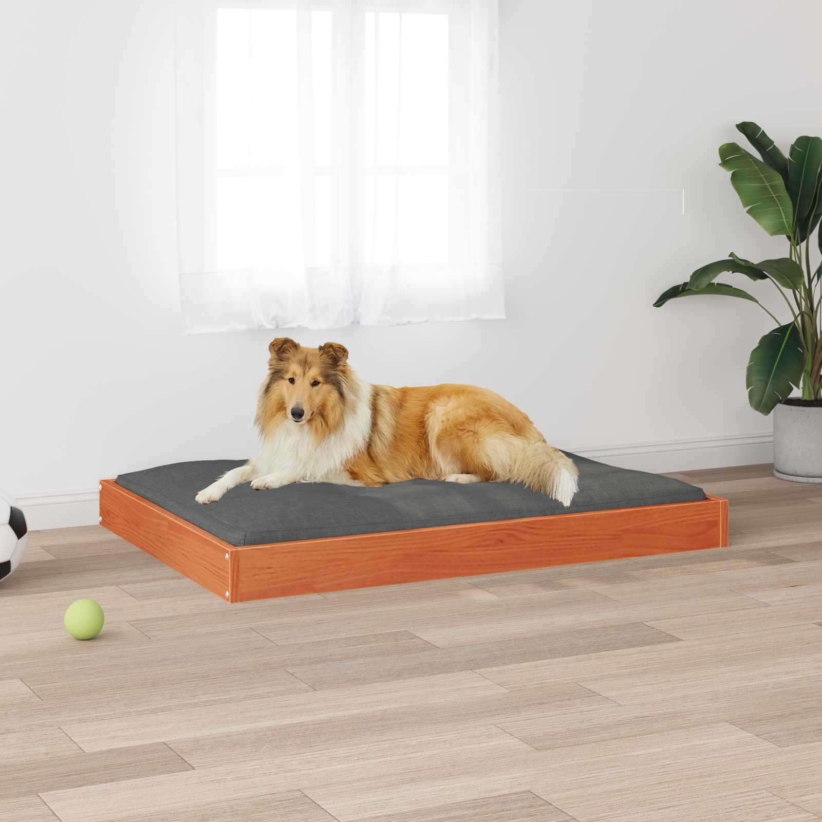 Letto per Cani 101,5 x 74 x 9 cm Legno di Pino Massello