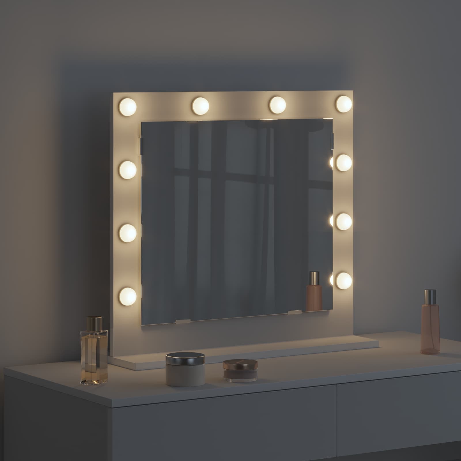 Specchio da Vanità Bianco 60 x 55 x 18 cm Rettangolare
