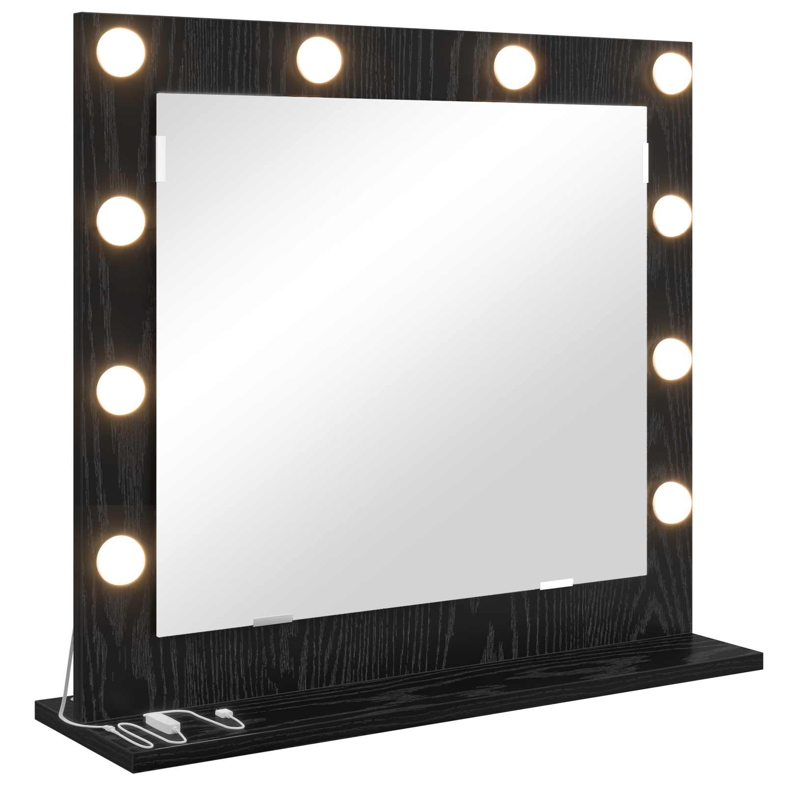 Specchio da Vanità Rovere Nero 60 x 55 x 18 cm Rettangolare