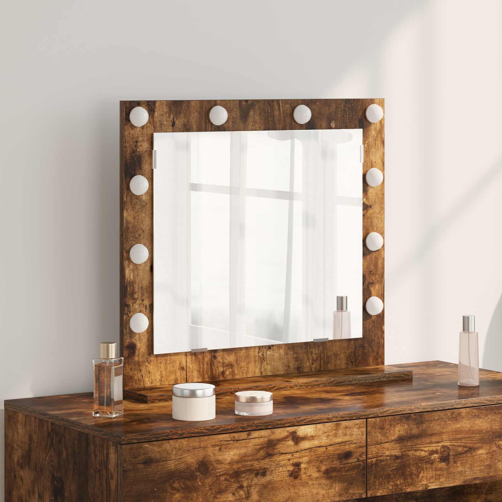 Specchio da Vanità Rovere fumé 60 x 55 x 18 cm Rettangolare