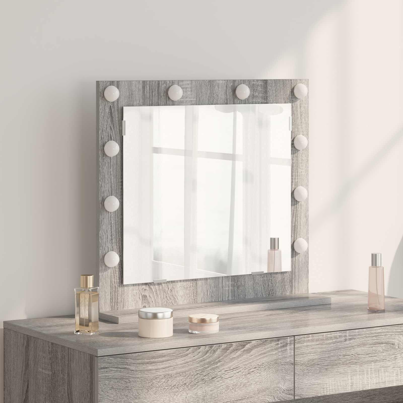 Specchio da Vanità Grigio Sonoma 60 x 55 x 18 cm Rettangolare