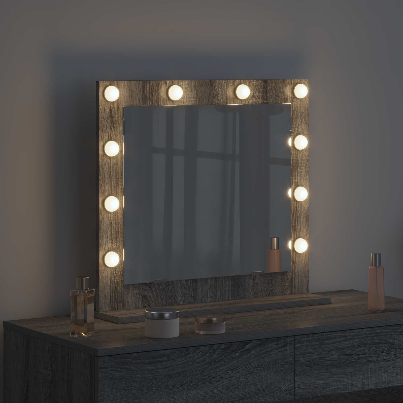 Specchio da Vanità Grigio Sonoma 60 x 55 x 18 cm Rettangolare