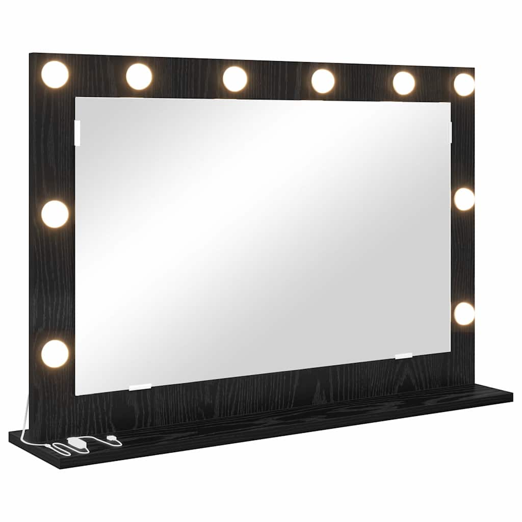 Specchio da Vanità Rovere Nero 80 x 15 x 18 cm Rettangolare