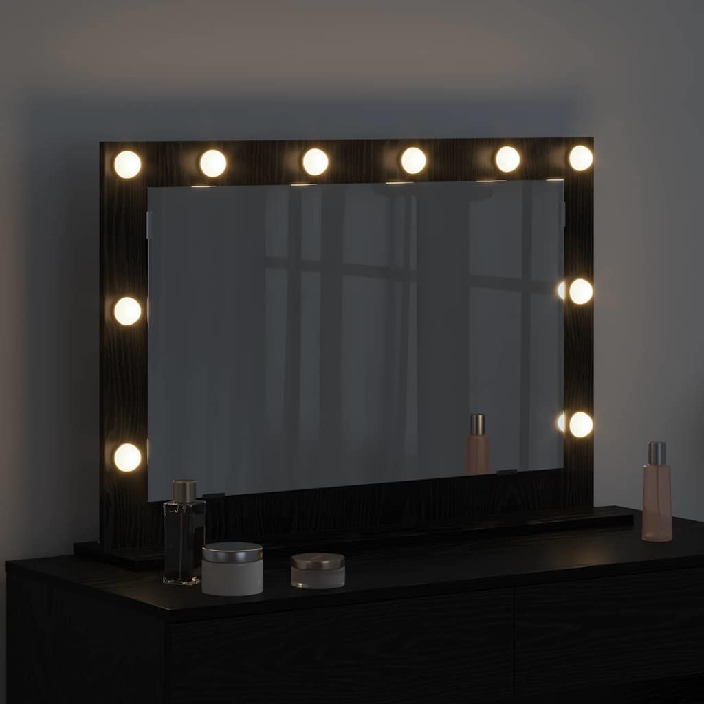 Specchio da Vanità Rovere Nero 80 x 15 x 18 cm Rettangolare