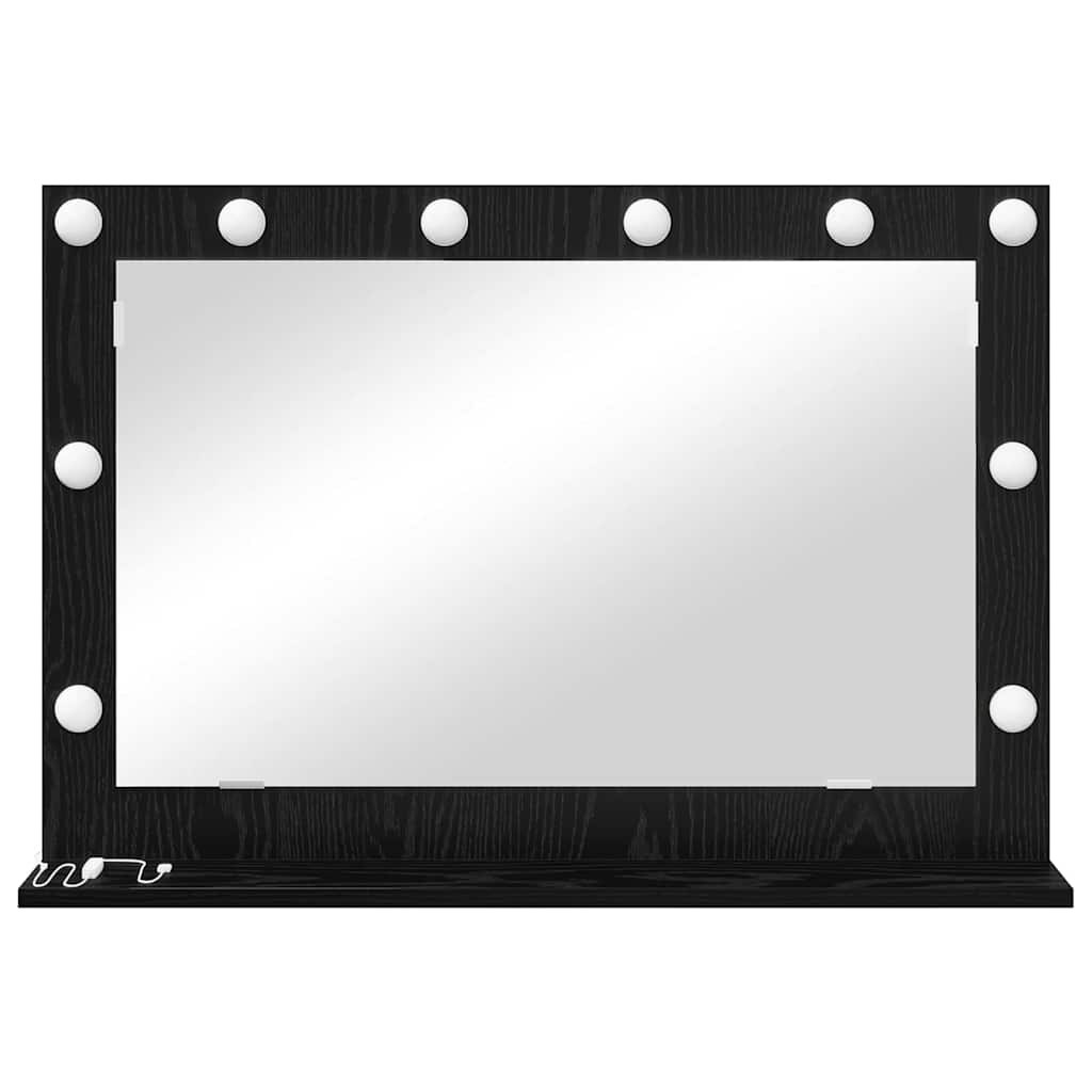 Specchio da Vanità Rovere Nero 80 x 15 x 18 cm Rettangolare