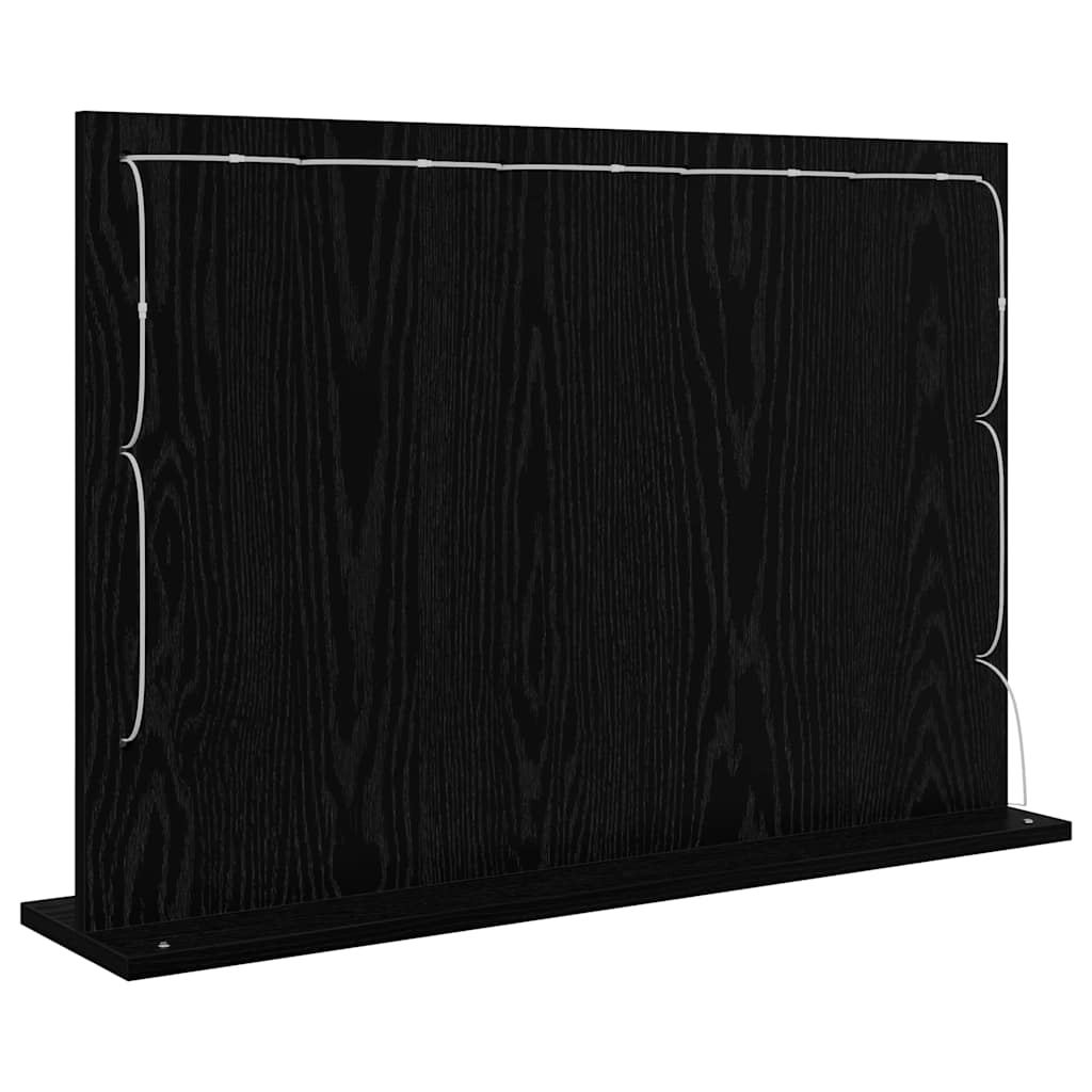 Specchio da Vanità Rovere Nero 80 x 15 x 18 cm Rettangolare