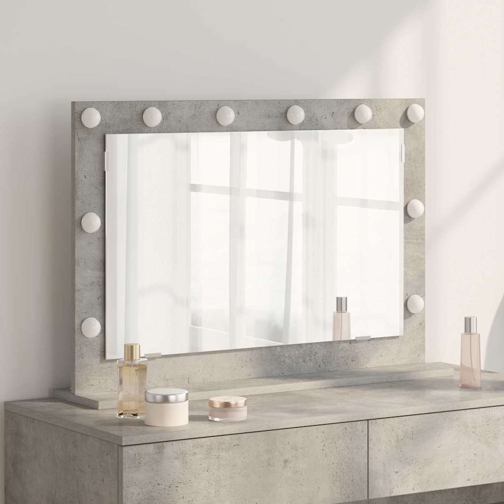 Specchio da Vanità Grigio cemento 80 x 55 x 18 cm Rettangolare