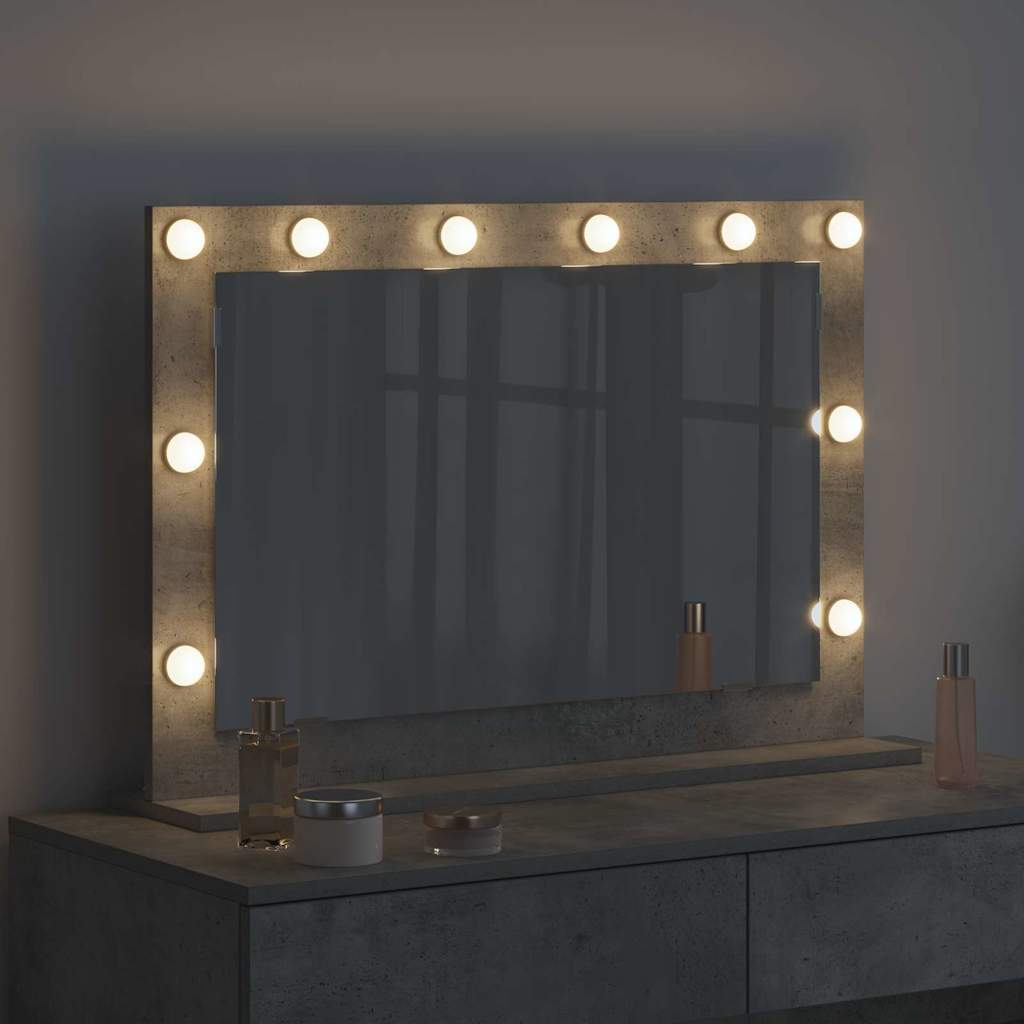 Specchio da Vanità Grigio cemento 80 x 55 x 18 cm Rettangolare