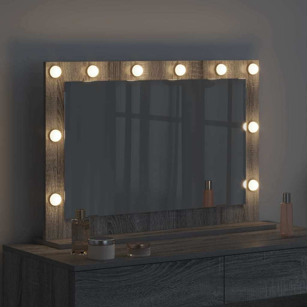 Specchio da Vanità Grigio Sonoma 80 x 55 x 18 cm Rettangolare