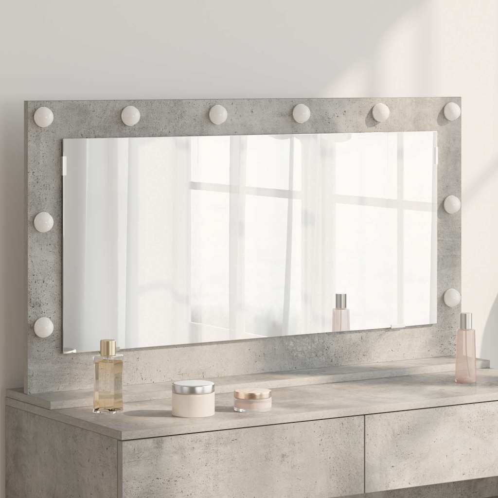 Specchio da Vanità Grigio cemento 100 x 55 x 18 cm Rettangolare