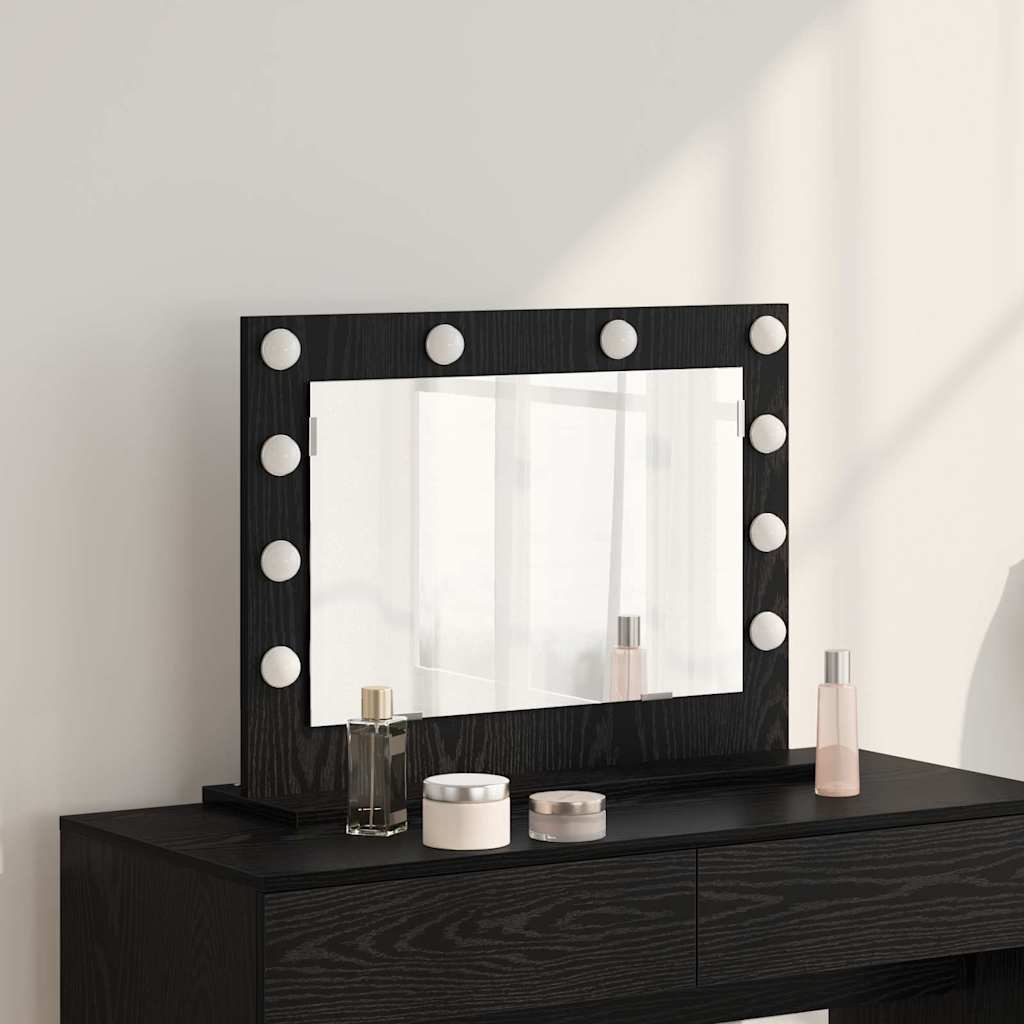 Specchio da Vanità Rovere Nero 60 x 45 x 18 cm Rettangolare