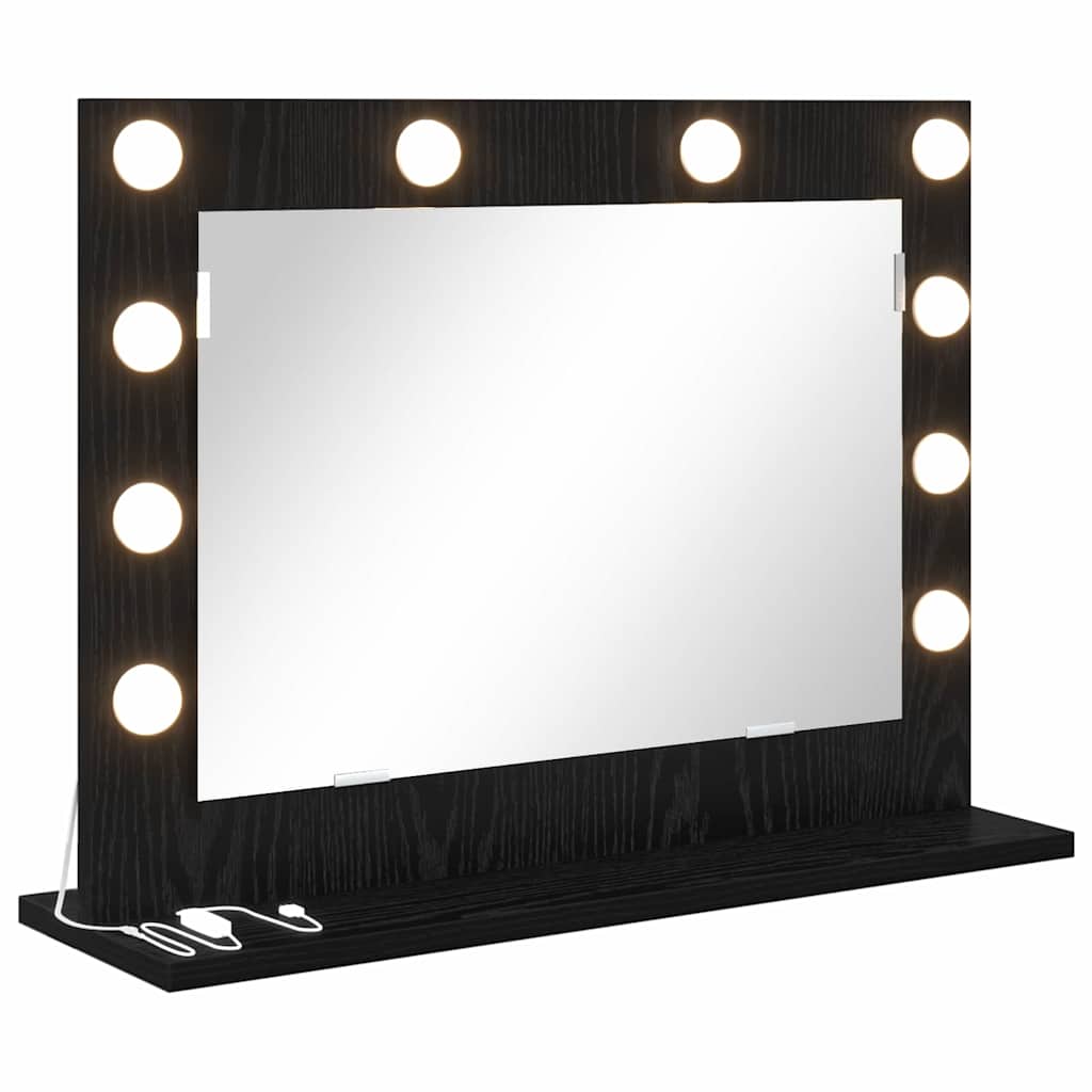 Specchio da Vanità Rovere Nero 60 x 45 x 18 cm Rettangolare
