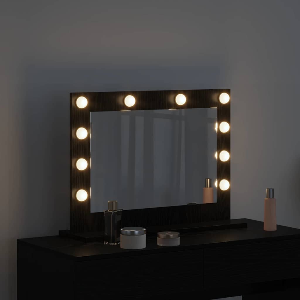 Specchio da Vanità Rovere Nero 60 x 45 x 18 cm Rettangolare