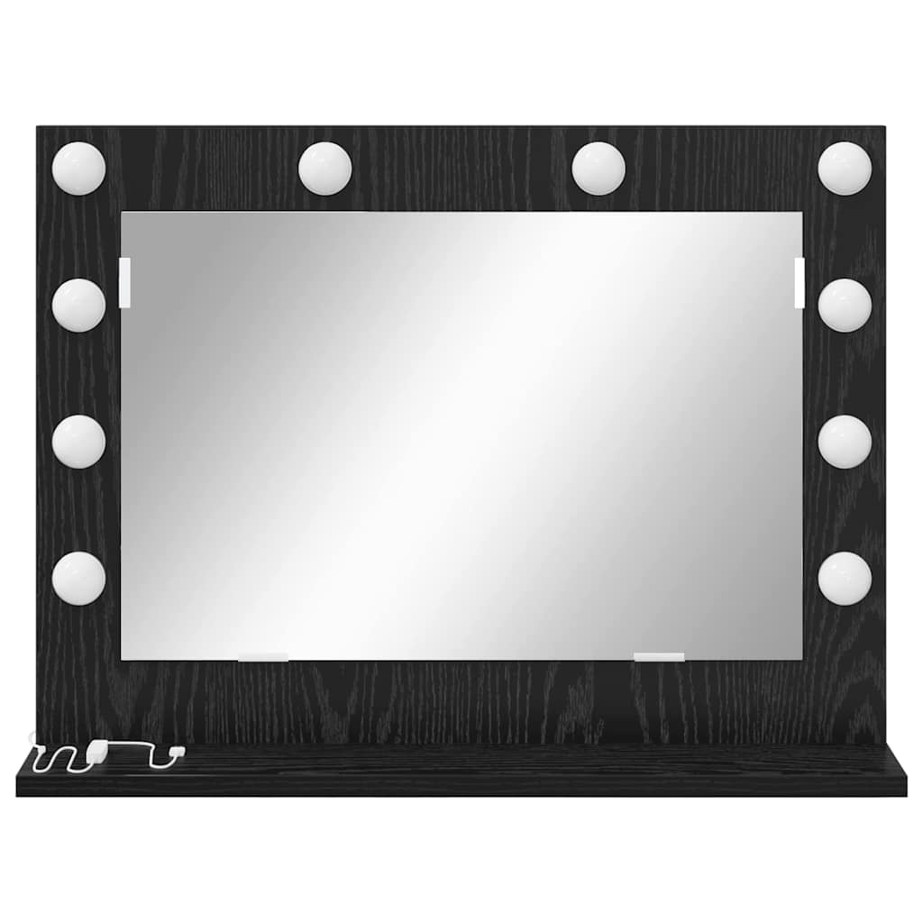 Specchio da Vanità Rovere Nero 60 x 45 x 18 cm Rettangolare