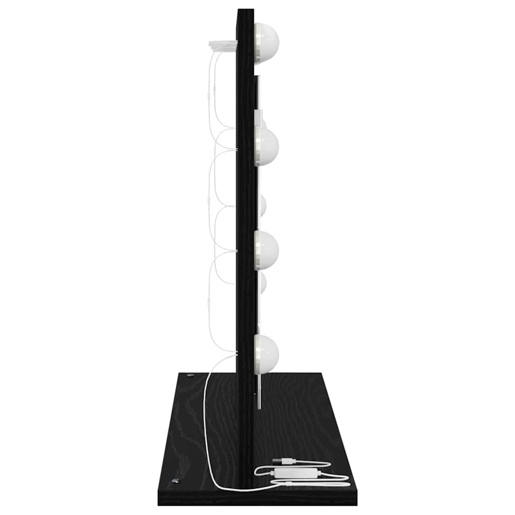 Specchio da Vanità Rovere Nero 60 x 45 x 18 cm Rettangolare