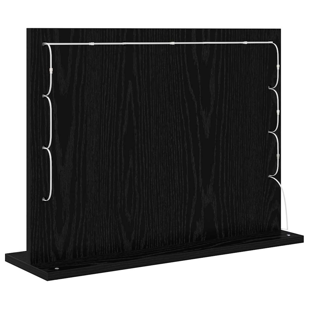 Specchio da Vanità Rovere Nero 60 x 45 x 18 cm Rettangolare
