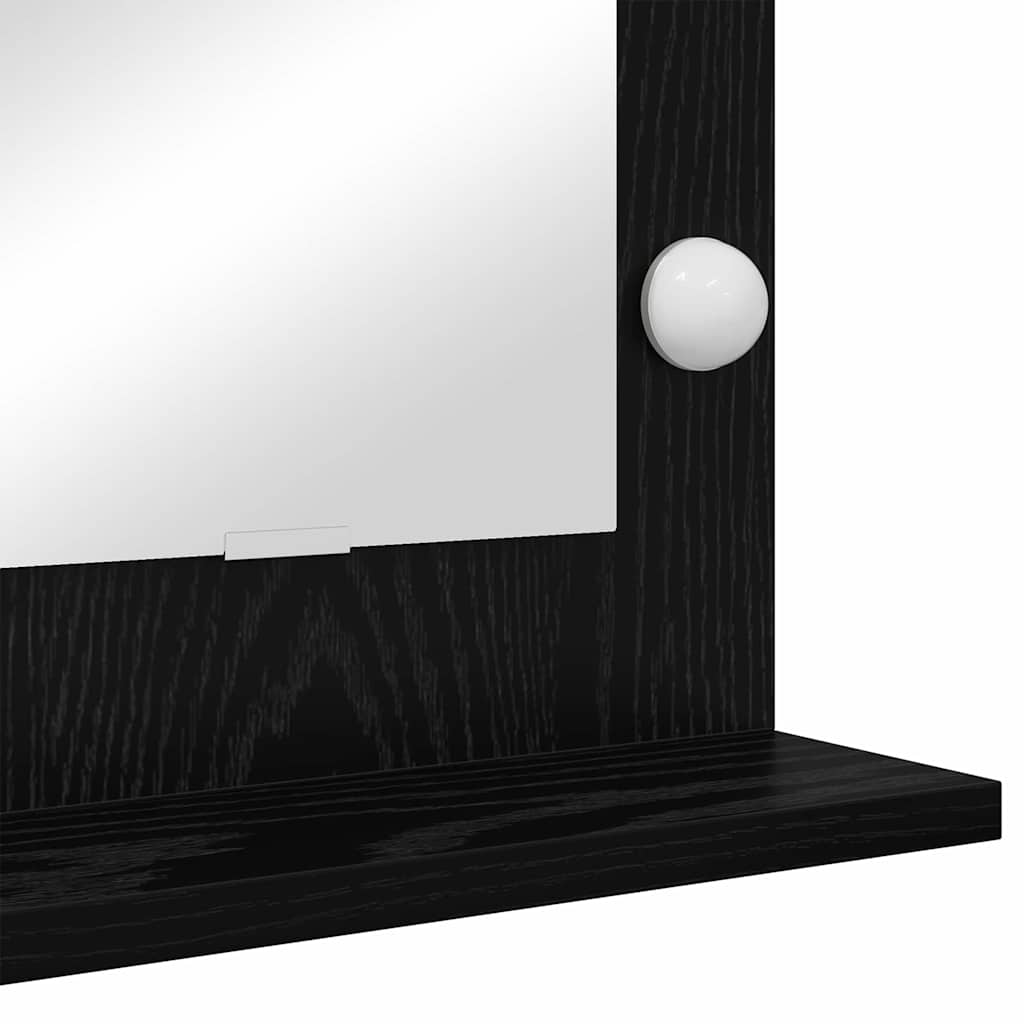 Specchio da Vanità Rovere Nero 60 x 45 x 18 cm Rettangolare