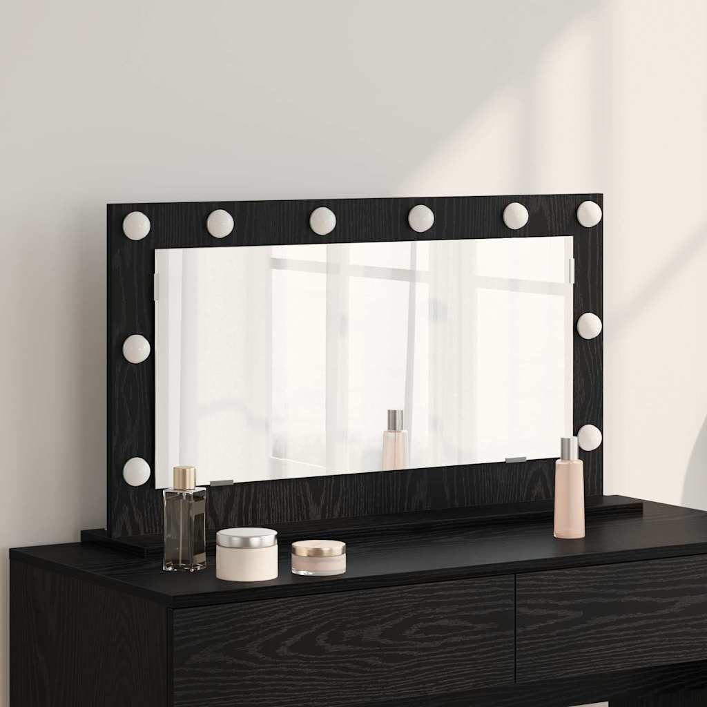 Specchio da Vanità Rovere Nero 80 x 45 x 18 cm Rettangolare