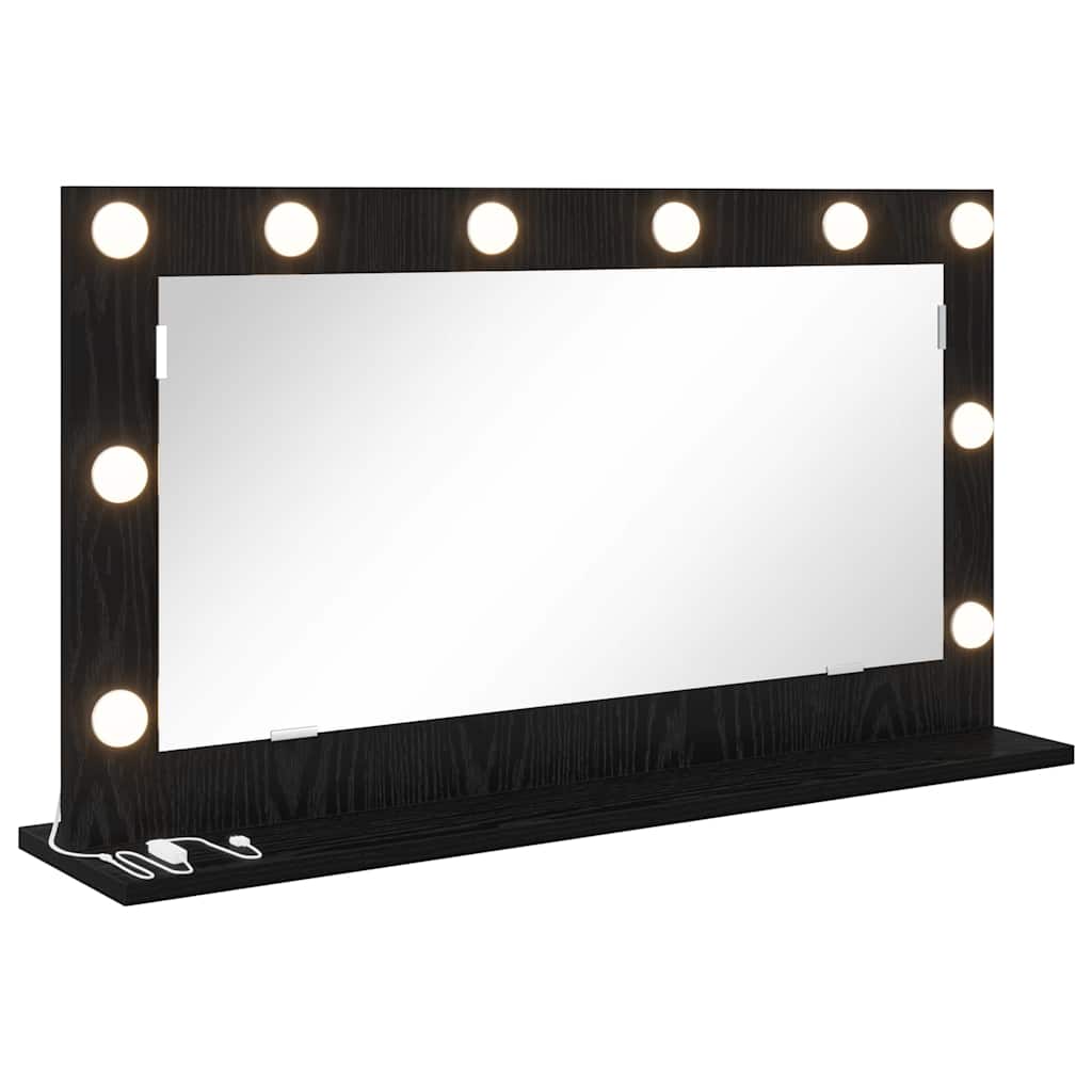 Specchio da Vanità Rovere Nero 80 x 45 x 18 cm Rettangolare