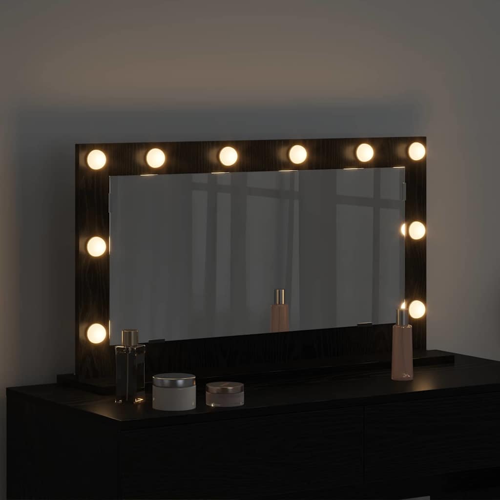 Specchio da Vanità Rovere Nero 80 x 45 x 18 cm Rettangolare