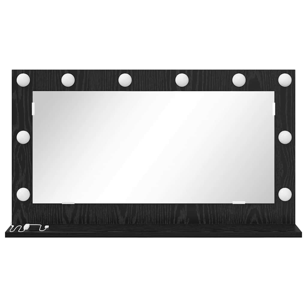 Specchio da Vanità Rovere Nero 80 x 45 x 18 cm Rettangolare