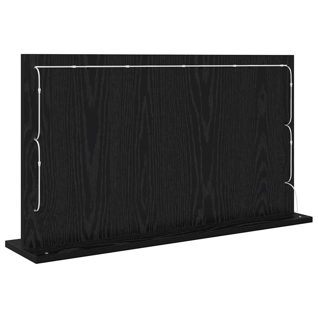 Specchio da Vanità Rovere Nero 80 x 45 x 18 cm Rettangolare