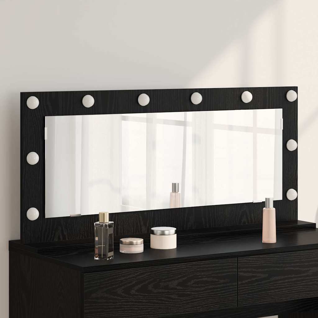 Specchio da Vanità Rovere Nero 100 x 45 x 18 cm Rettangolare