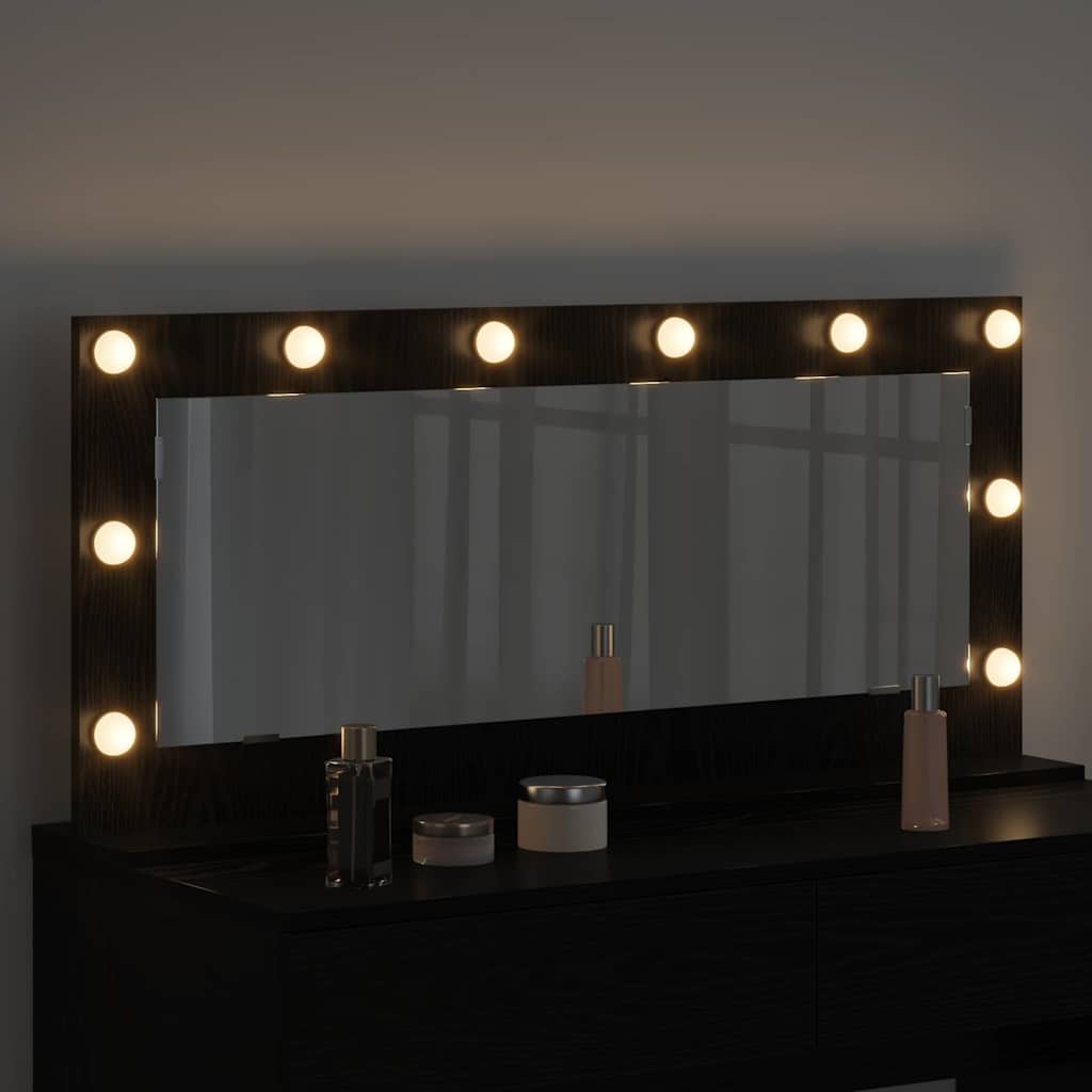 Specchio da Vanità Rovere Nero 100 x 45 x 18 cm Rettangolare