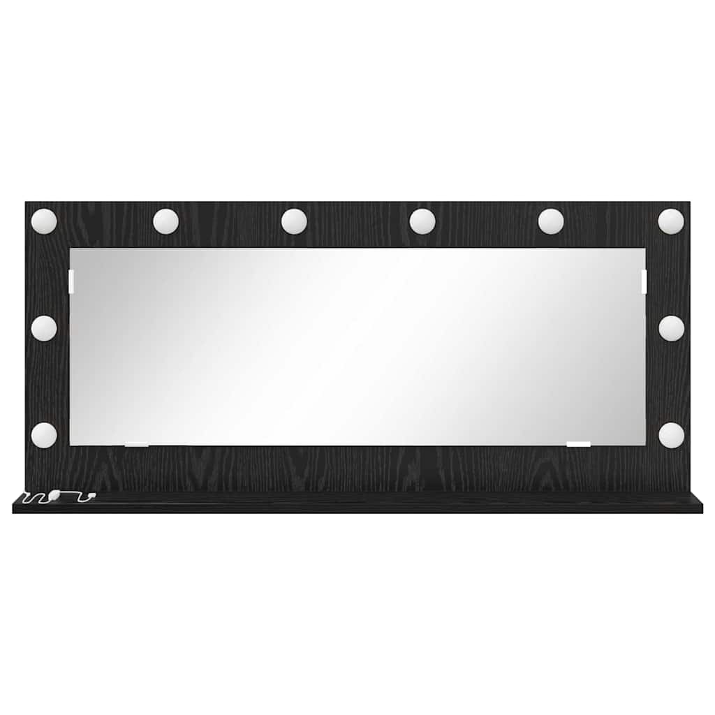 Specchio da Vanità Rovere Nero 100 x 45 x 18 cm Rettangolare