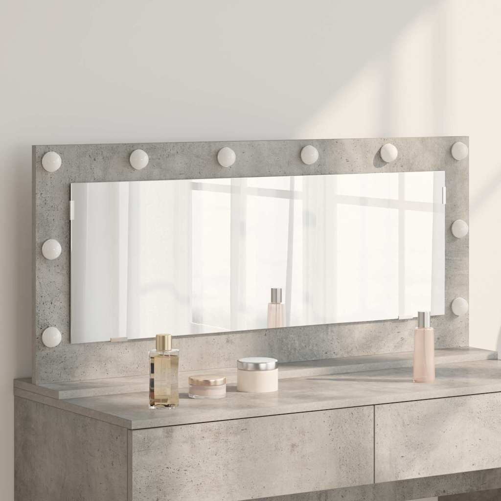 Specchio da Vanità Grigio cemento 100 x 45 x 18 cm Rettangolare