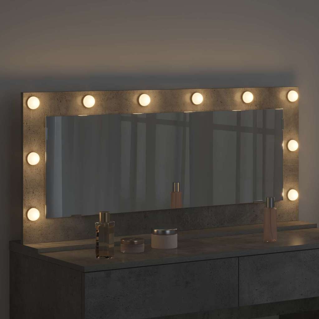Specchio da Vanità Grigio cemento 100 x 45 x 18 cm Rettangolare