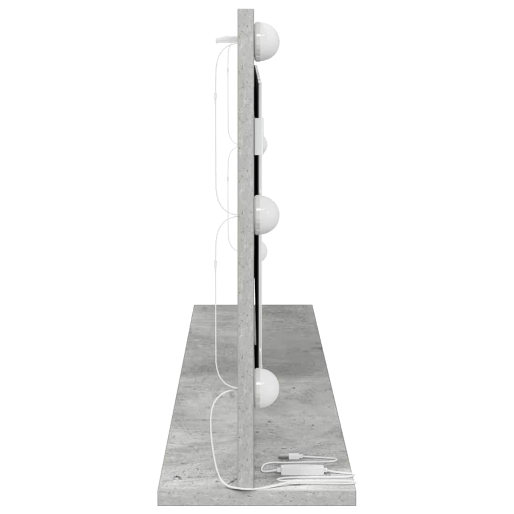 Specchio da Vanità Grigio cemento 100 x 45 x 18 cm Rettangolare