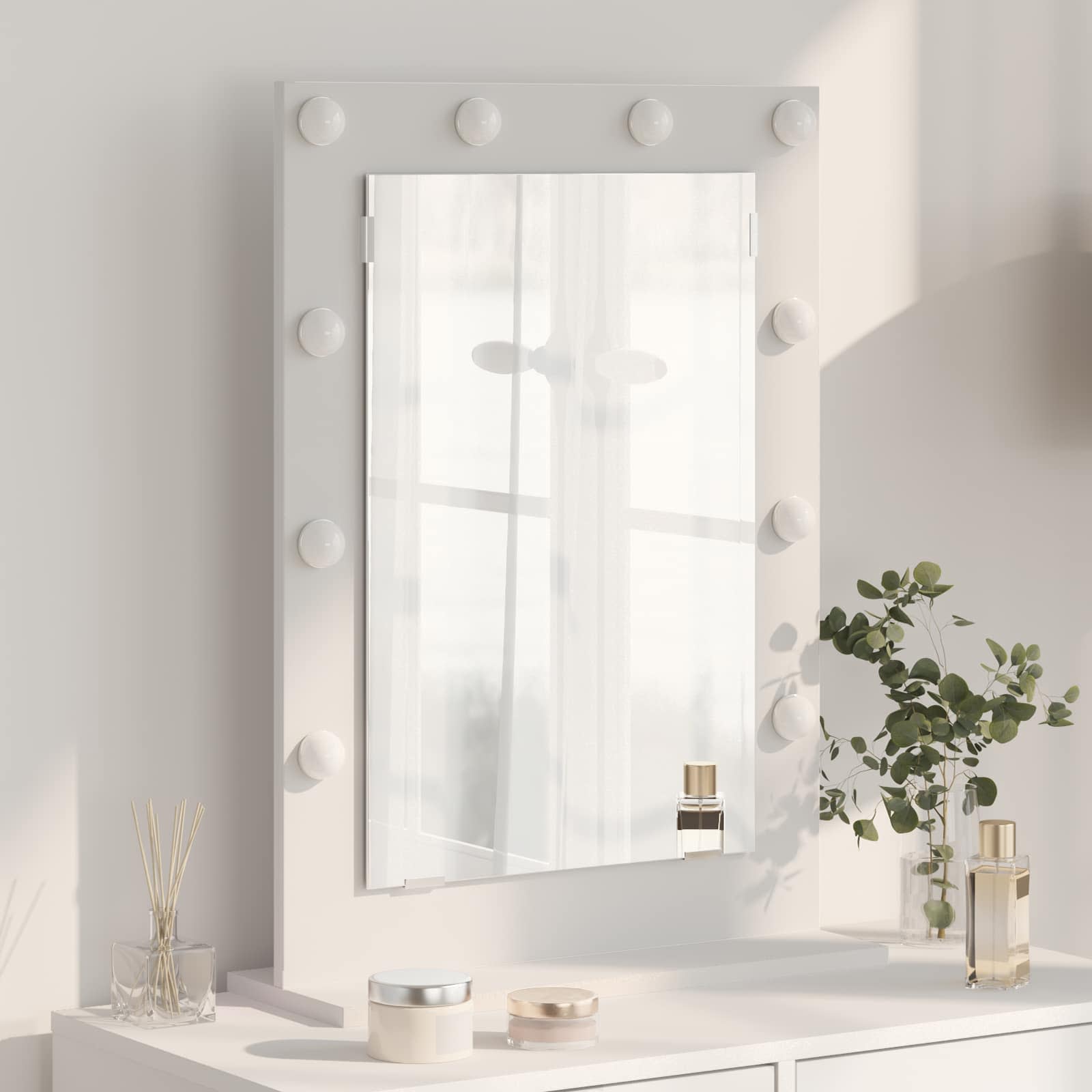 Specchio da Vanità Rettangolare Bianco 70 x 50 x 18 cm