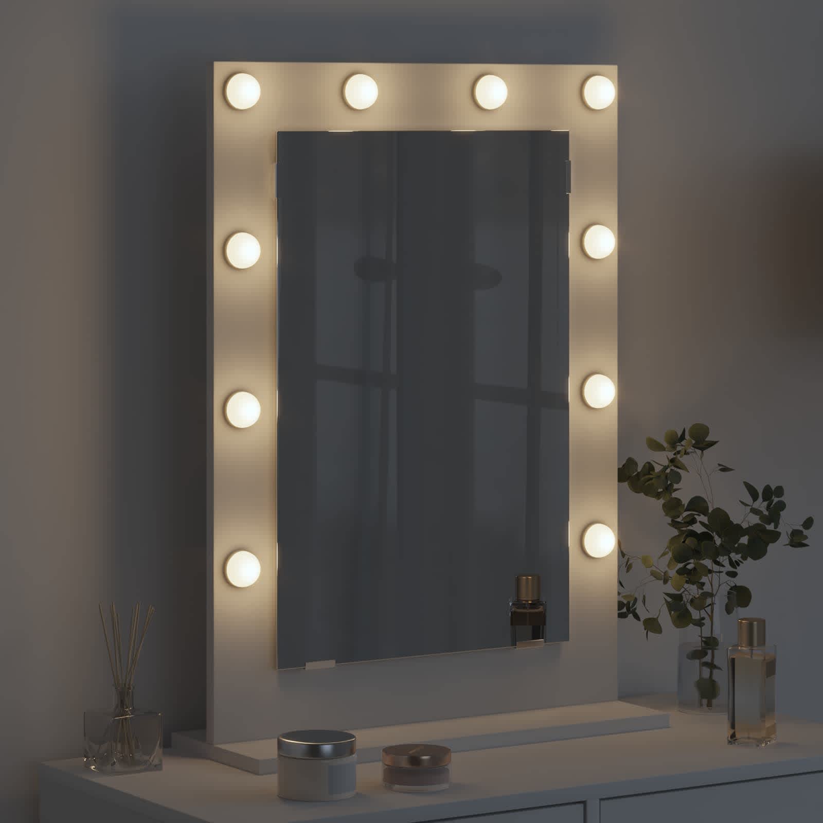 Specchio da Vanità Rettangolare Bianco 70 x 50 x 18 cm