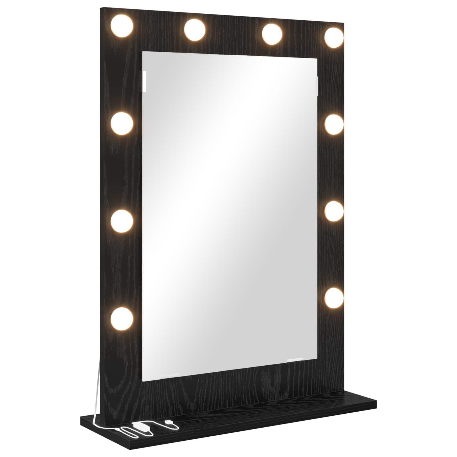 Specchio da Vanità Rovere Nero 70 x 50 x 18 cm Rettangolare