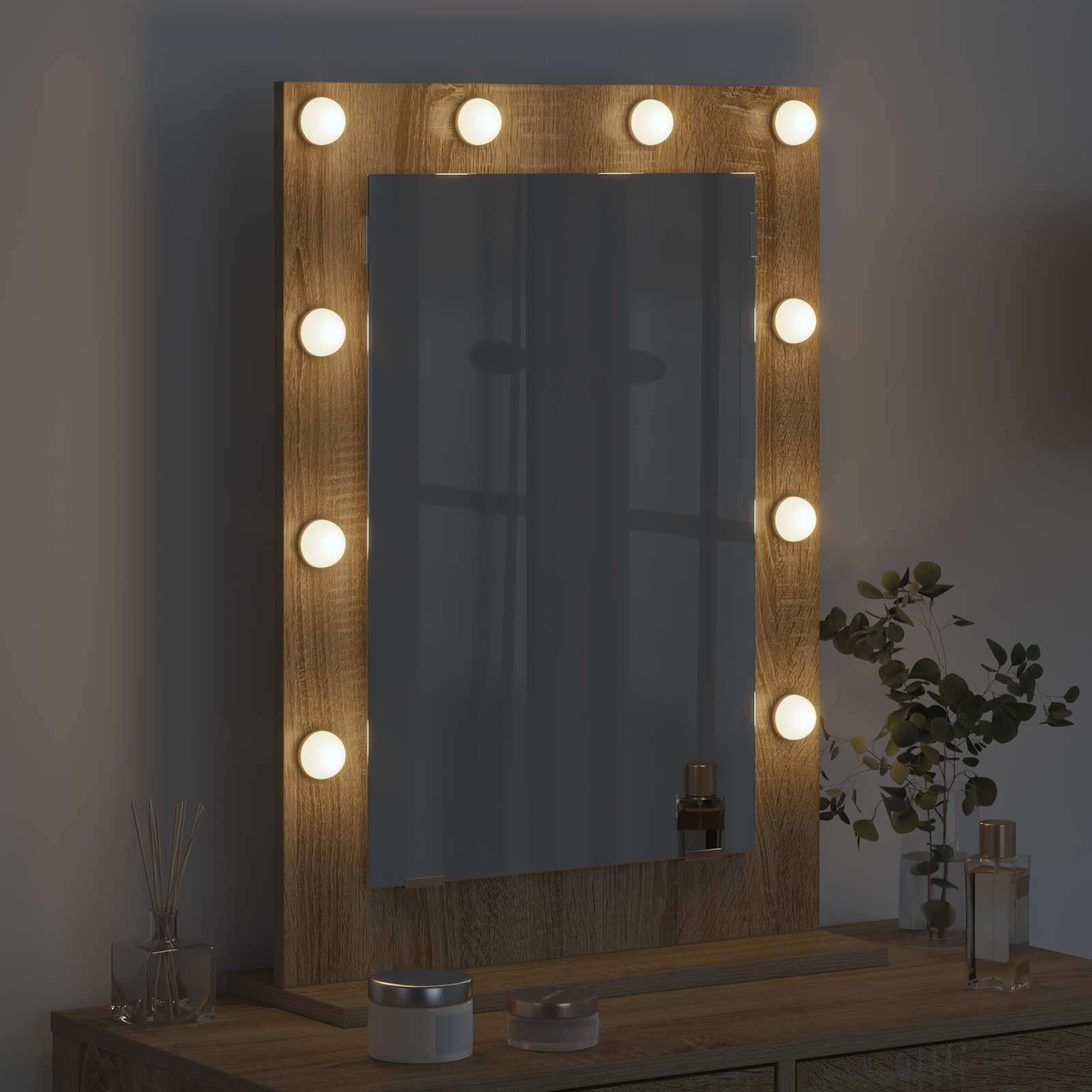 Specchio da Vanità Rovere Sonoma 70 x 50 x 18 cm Rettangolare