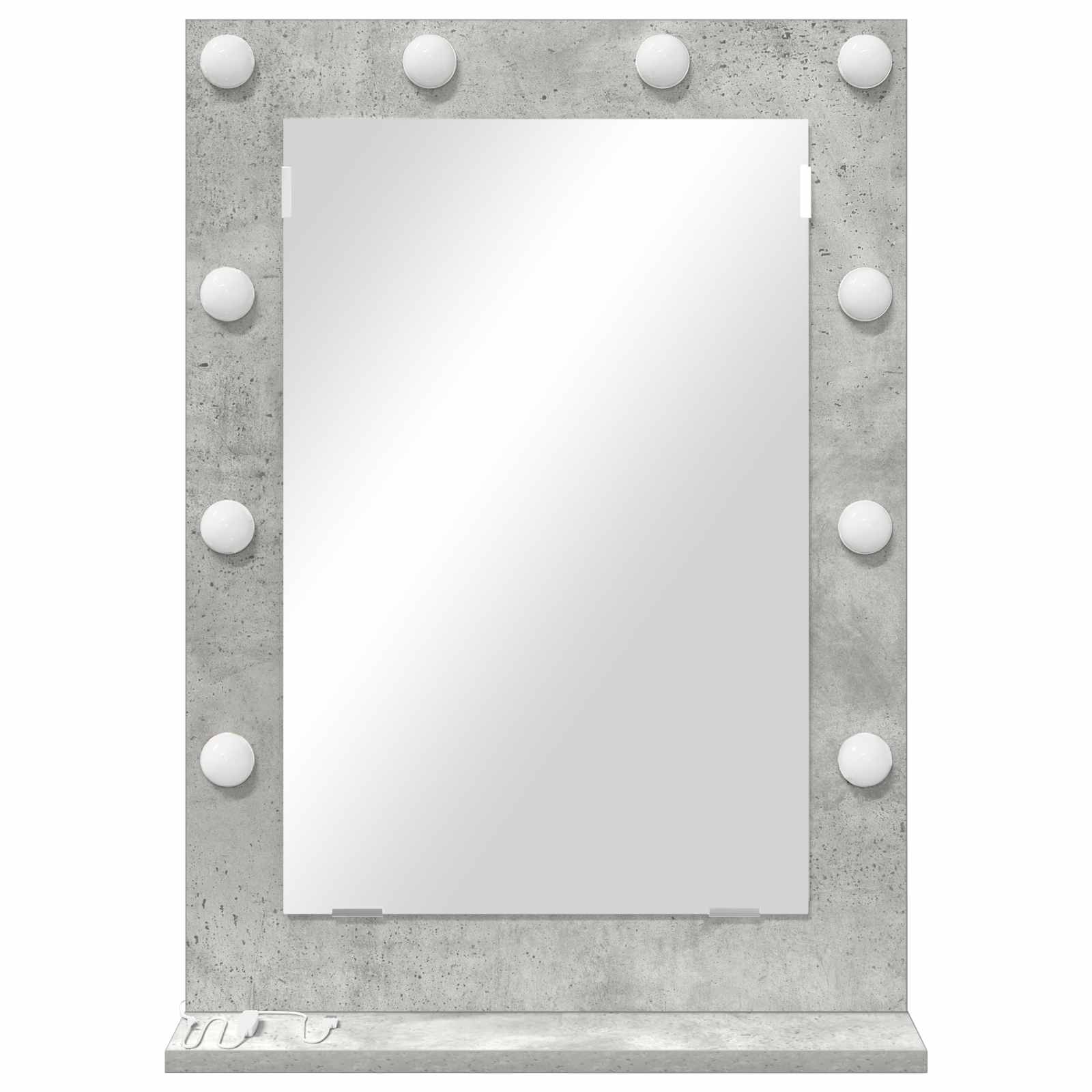 Specchio da Vanità Grigio cemento 70 x 50 x 18 cm Rettangolare