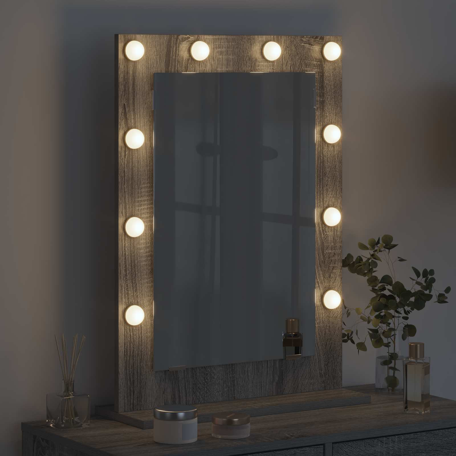 Specchio da Vanità Grigio Sonoma 70 x 50 x 18 cm Rettangolare