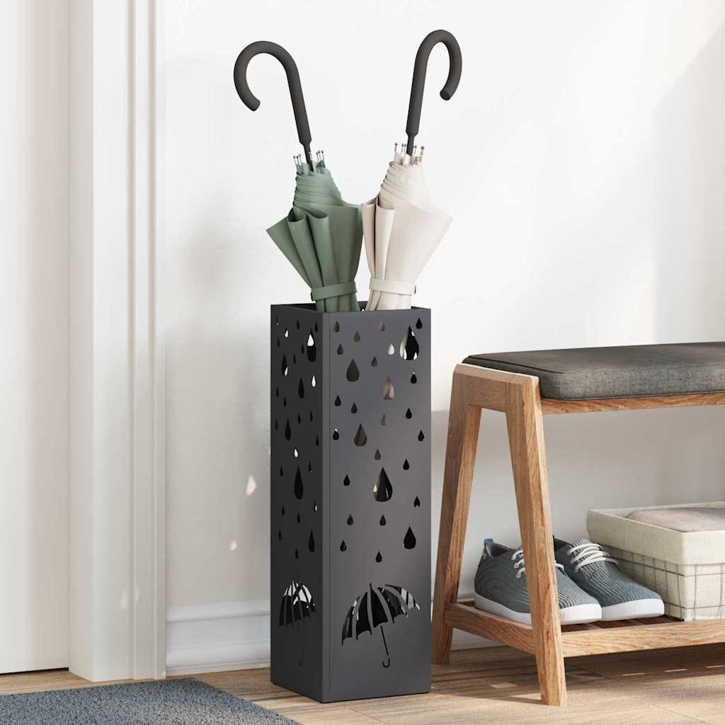 Stand per Ombrelli da Pioggia Nero 15,5 x 15,5 x 49 cm Acciaio