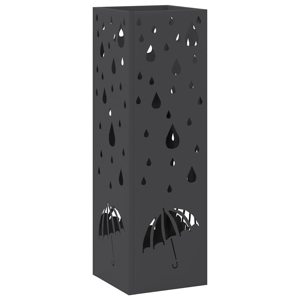 Stand per Ombrelli da Pioggia Nero 15,5 x 15,5 x 49 cm Acciaio